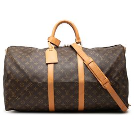 Borsa da viaggio Louis Vuitton Monogram Keepall Bandouliere 55 Marrone