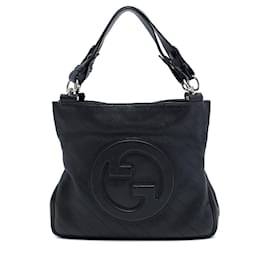Borsa Blondie in pelle di vitello nera con cuciture diagonali Gucci Small
