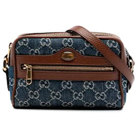 Gucci Mini GG Denim Ophidia Crossbody-Tasche blau