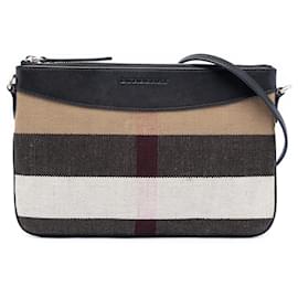 Borsa a tracolla Burberry Peyton in tela Mega Check marrone