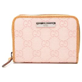 Portamonete con zip Gucci GG Canvas Rosa