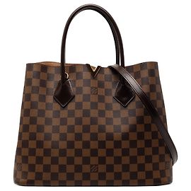 Borsa Satchel Louis Vuitton Damier Ebene Kensington Marrone