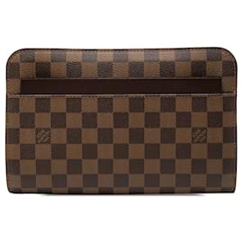 Borsa Pochette Clutch Louis Vuitton Damier Ebene Saint Louis Marrone