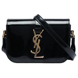 Borsa a tracolla Saint Laurent Small Patent Monogram Universite Nera
