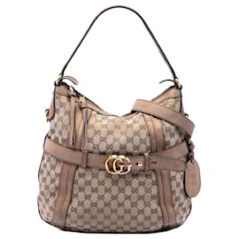 Beige Gucci Medium GG Canvas Running Satchel