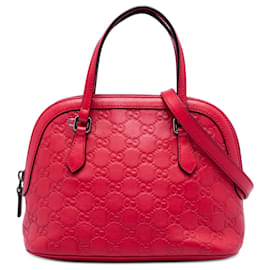 Borsa Satchel Dome Guccissima Gucci Medium Rossa