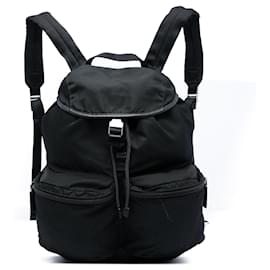 Mochila Prada em Tessuto com acabamento em Saffiano Preta