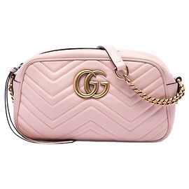 Borsa a tracolla Gucci Small GG Marmont Matelasse in pelle di vitello Rosa