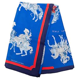 Hermès Carrousel Seidentuch Blau 90