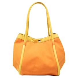 Borsa da spiaggia Hermès Toile Lindy Arancione