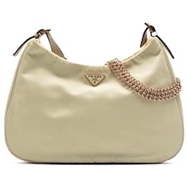 Borsa a tracolla con catena Prada Tessuto Marrone