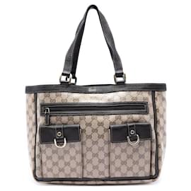 Gucci GG Crystal Abbey D Ring Tote Beige