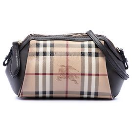 Burberry Mini Haymarket Check Coated Canvas Blaze Crossbody Tasche Beige
