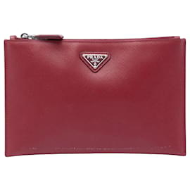 Red Prada Saffiano Clutch
