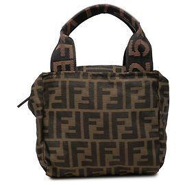 Borsa a mano mini Fendi Zucca in tela marrone