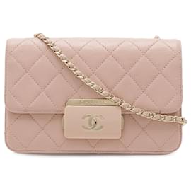 Mini borsa a tracolla Chanel Beauty Lock in pelle di pecora trapuntata rosa