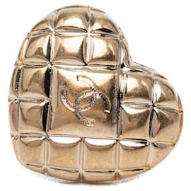 Spilla a Cuore Matelassé Chanel CC Placcata Oro