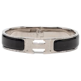 Black Hermès Narrow Enamel Clic H Bracelet PM