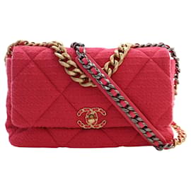 Borsa Chanel Large Tweed 19 Flap Satchel Rosa