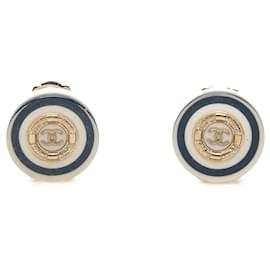 Pendientes de clip Chanel CC de resina chapada en oro