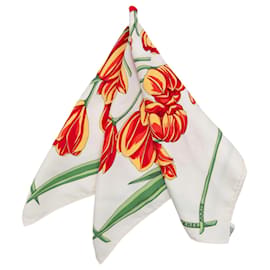Foulard in seta bianco Hermès Tulipomanie Pocket Scarf 45 Scarves