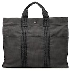 Borsa Tote Hermès Herline MM in tela grigia
