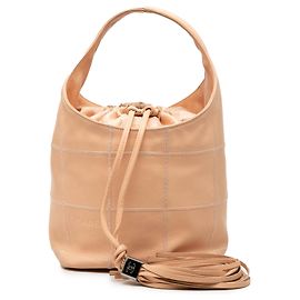 Borsa hobo Chanel in pelle di vitello beige con trapuntatura quadrata e nappina