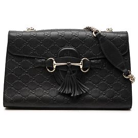 Borsa a tracolla Gucci Emily Guccissima Medium Nera