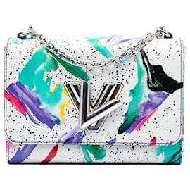 Borsa a tracolla Louis Vuitton Twist MM in pelle bianca con stampa Splash