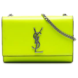 Borsa a tracolla Small Patent Grain de Poudre Monogram Kate Yellow Saint Laurent