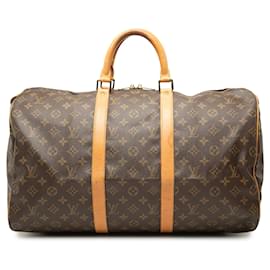 Borsa da viaggio Louis Vuitton Monogram Keepall 50 Marrone