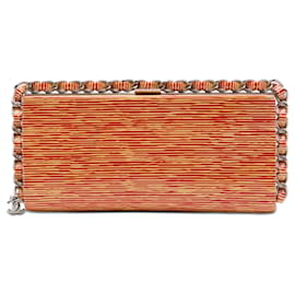 Clutch a catena Chanel CC rossa in vernice a righe