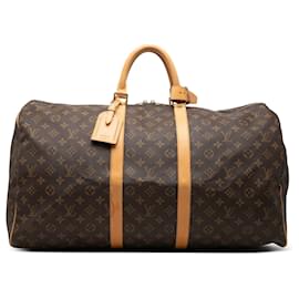 Borsa da viaggio Louis Vuitton Monogram Keepall 55 marrone