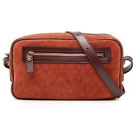 Borsa Camera Saint Laurent in camoscio arancione con monogramma integrale