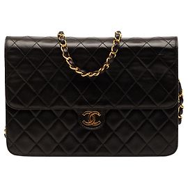 Borsa a tracolla Chanel Medium CC Quilted Lambskin Single Flap Nera