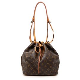 Borsa a secchiello Louis Vuitton Monogram Petit Noe Marrone