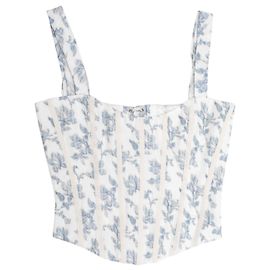 Autre Marque Conjunto de Top Bustier y Falda de Jacquard Floral Brock Collection Blanco & Azul Talla US 2