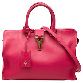 Borsa Saint Laurent Small Cabas Chyc in pelle di vitello rosa