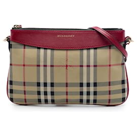 Borsa a tracolla Burberry Peyton in nylon beige Haymarket Check