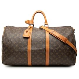 Borsa da viaggio Louis Vuitton Monogram Keepall Bandouliere 55 Marrone