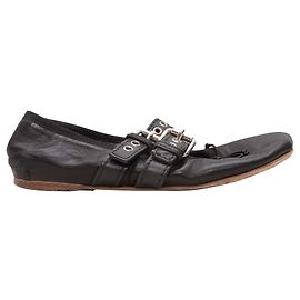 Bailarinas de piel Miu Miu con doble hebilla negras 36.5