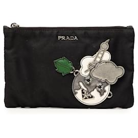 Pouch Robot in Tessuto con rifiniture in Saffiano Prada nera