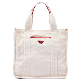 Borsa Shopping Prada in tela Canapa Mistolino marrone