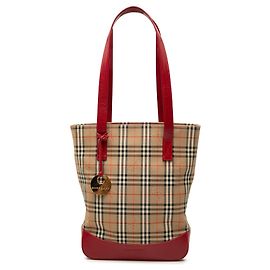 Tote Burberry Haymarket Check Canvas Rosso