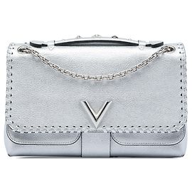 Borsa Satchel Very Chain Louis Vuitton in Cuir Plume Ecume Metallico Argento