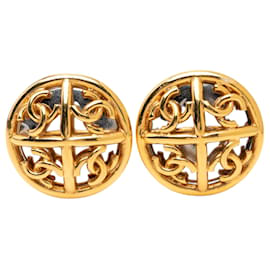 Orecchini a clip rotondi Chanel CC placcati oro