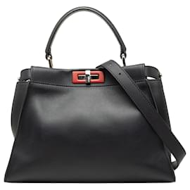 Blue Fendi Medium Leather Peekaboo Iconic Satchel