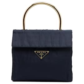Prada Tessuto Metal Handtasche mit oberem Griff Schwarz
