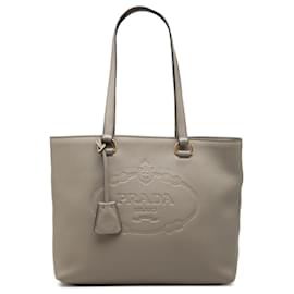 Tote Prada Vitello Daino Canapa Logo Marrone