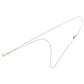 Collana con pendente Chanel CC in ottone argentato e sfere di strass